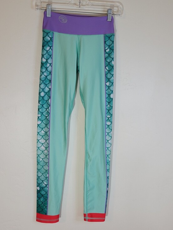 Disney Run Other - Disney Run Women S Mint Green Mermaid-Print Swim Leggings with Purple Waistband